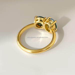Dropshipping Jewelry Brass <b>Moss</b> <b>Agate</b> Stone Classic Adjustable 18K Gold Plated Gemstone <b>Ring</b> Claw Setting for Women Birthday - Product Image 3