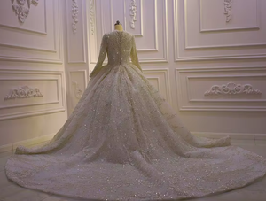 Robe de mariée épaules dénudées NDB11028 avec <span class=keywords><strong>grande</strong></span> traîne, nouvelle collection automne-hiver, élégante et raffinée, style fait main - Product Image 6