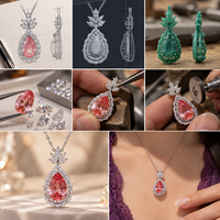 18K Gold Labor-Gezüchteter Padparadscha Saphir Anhänger Halskette Birnenförmiger Schliff Feiner Schmuck OEM ODM Großhandel