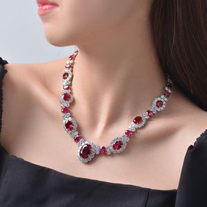 Ins vendita calda progetta <span class=keywords><strong>collana</strong></span> in argento 925 <span class=keywords><strong>rubino</strong></span> <span class=keywords><strong>rosso</strong></span> sintetico popolare europeo e americano di lusso - Product Image 5