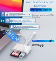 Lector de Tarjetas SD USB-C para iPhone/iPad, Adaptador de Tarjetas TF de Doble Puerto, Compatible con SD//USB 3.0, Multifuncional, Material ABS