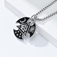 Collier Pendentif Viking Odin Noeud Triangle Acier Titane Valknut Mythologie Nordique Vintage Bijou Homme Gros Usine Cadeau