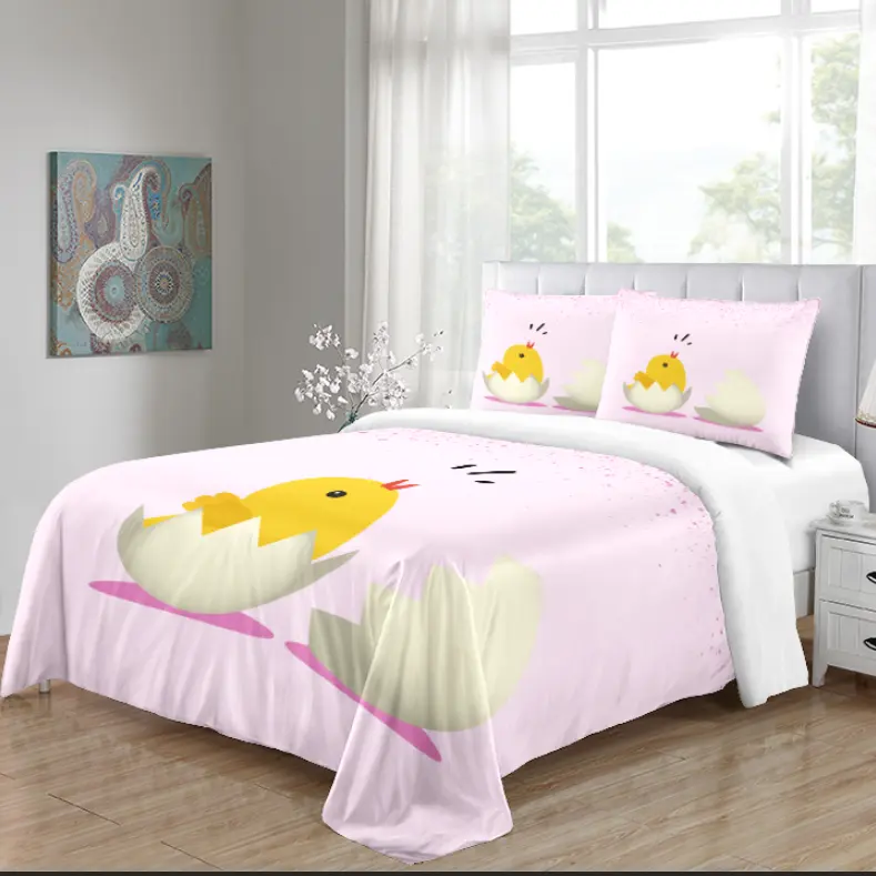 Luxury Cotton Feeling Bedding Floral Printed Microfiber Bed Sheet Duvet Cover Sets Customized Wholesale