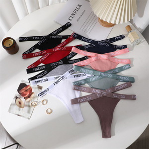 FINETOO di <span class=keywords><strong>alta</strong></span> qualità da donna perizoma in cotone Sexy T-Back brasiliano mutandine di <span class=keywords><strong>moda</strong></span> femminile con lettera mutandine biancheria intima <span class=keywords><strong>Lingerie</strong></span> - Product Image 2