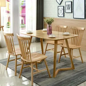 4 개의 환상적인 윈저 의자를 가진 단단한 나무 5 조각 세트 유일한 식탁 의자 호텔 다방을 포함하여 현대 식당 세트