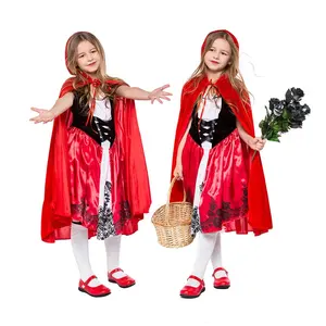 Anak-anak Halloween Gadis Cosplay Little Red Riding Hood Kostum Pakaian