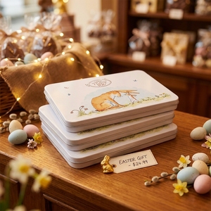 Caja de Regalo Rectangular de Hojalata Reciclable y Ecológica para Pascua, Envase Delgado para Chocolates Navideños - Product Image 3