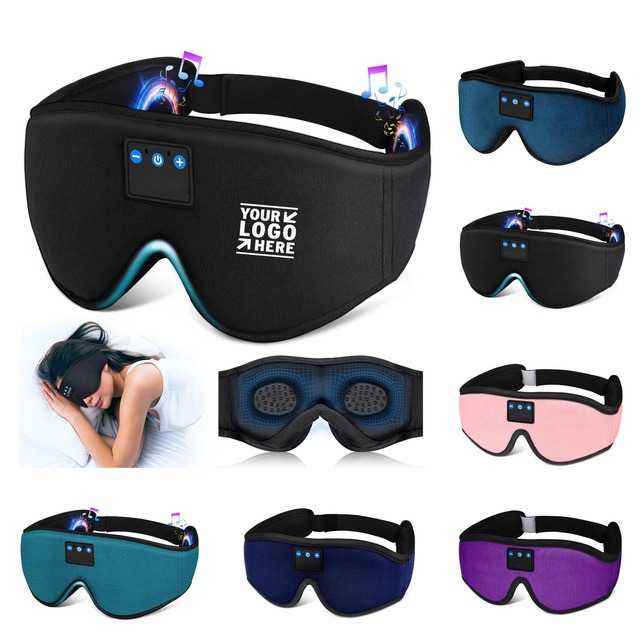 Bluetooth 3D Custom Printed Logo Super Soft Luxury Memory Foam Velcro Strap Shading Music Headphone Sleeping Eye Mask