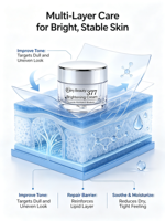 Crème de nuit pour le visage OEM 0,2% 377 Correcteur de taches brunes Éclaircissant pour la peau Sans alcool Sans cruauté Animale Céramide Panthénol Bisabolol