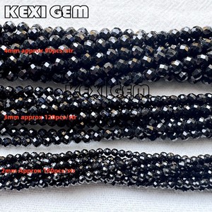 ลูกปัดพลอยสปินเดิลสีดำธรรมชาติประกายแวววาวขนาด2มม. 3มม. 4มม. สปิน - Product Image 5