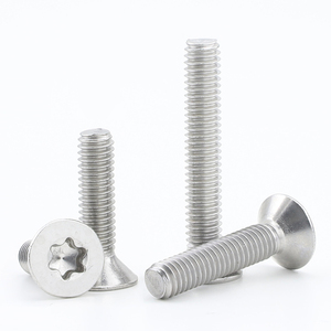 Parafuso de cabeça torx CSK de aço carbono folheado a níquel M2 M2.5 M3 M4 M5 100 pçs/saco métrico seis parafusos de cabeça plana - Product Image 2