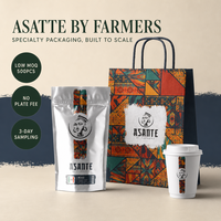 Ensemble d'emballages de café en PE recyclable imprimés sur mesure, comprenant des sachets de café, des sacs en papier et des gobelets à emporter, pour torréfacteurs, cafés et marques de vente au détail