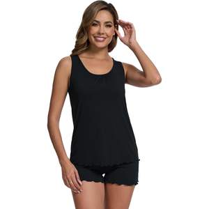 Ensemble de pyjama sans manches pour femmes, vêtements de nuit d'été, débardeur et short en viscose de bambou doux, vêtements de détente, tailles S-XXL - Product Image 3