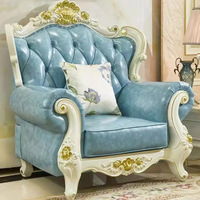 Canapé de salon de luxe pour hôtel européen, mobilier en cuir véritable, ensemble de canapés uniques de style royal pour la maison