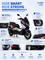 Moto 150cc, couple élevé 14 N.m, 10 kW, 4 temps, refroidissement par air, allumage ECU, arbre à cames en tête, grandes roues 120/70-13, frein à disque, 130 kg