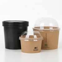 Conteneur alimentaire à emporter, bol à salade jetable en papier kraft à paroi simple, recyclable, avec couvercle, diamètre et logo personnalisables