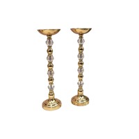 Porte-bougie en perles de cristal, centre de table de mariage, grand chandelier en métal pour la décoration de l'allée de mariage et des banquets