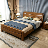 Ensembles de chambre à coucher de style nordique japonais en bois massif avec tiroirs de rangement, mobilier de maison, lit pour hôtel, motel, vacances
