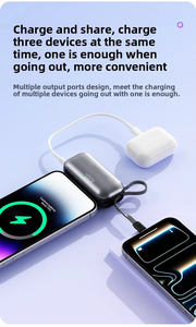 พาวเวอร์<span class=keywords><strong>แบ</strong></span>งค์แคปซูลขนาดเล็กแบบพกพา <span class=keywords><strong>ชาร์จ</strong></span>เร็ว พร้อมที่วางโทรศัพท์ 22.5W 5000mAh สายชาร์จใน<span class=keywords><strong>ต</strong></span>ัว หน้าจอ LED สถานีพลังงานสำหรับเดินทาง - Product Image 4