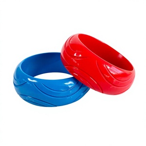 Best Quality Colorful Resin Carved Bangles Set for Children Cute Fashionable <b>Bracelets</b> <b>Red</b> Blue Yellow Green Stackable Design - Product Image 3