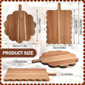 Tabla de cortar de madera maciza con encaje, bandeja de servir marrón oscuro para desayuno, carne, pizza, uso en la cocina - Product Image 3