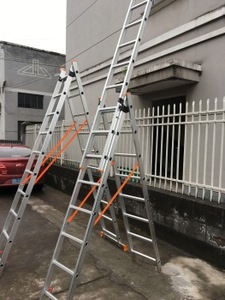 Escalera de aluminio telescópica de <span class=keywords><strong>3</strong></span> secciones de servicio pesado de Grado Profesional <span class=keywords><strong>3</strong></span>*12 Escalera de trabajo de gran altitud de fuerza industrial - Product Image 4