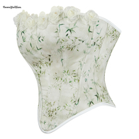 Corselet vintage de grande taille pour femmes Sexy Koset Victorian Floral Lace Trimmed Corset Crop Top avec fermeture éclair niveau de contrôle ferme