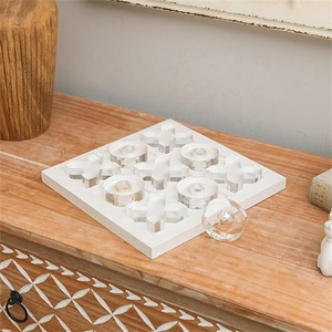 <span class=keywords><strong>Jeu</strong></span> de Tic Tac Toe de luxe en acrylique et bois, <span class=keywords><strong>décoration</strong></span> classique pour table basse, <span class=keywords><strong>jeu</strong></span> de voyage <span class=keywords><strong>d</strong></span>écoratif en bois pour enfants et famille - Product Image 4