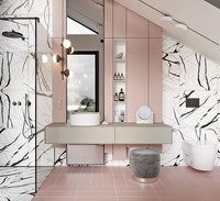 Ensemble de meubles de salle de bain bleu personnalisé, moderne, en acier inoxydable, résistant à l'eau, durable et écologique, avec miroir, armoire et lavabo