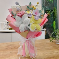 Neu Eingetroffen: Handgefertigter Gedrehter Blumenstrauß mit Lilien, Tulpen und Mohnblumen für Valentinstag, Muttertag, Hochzeit und Geburtstagsgeschenke