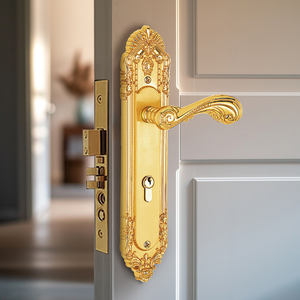 <span class=keywords><strong>Poignée</strong></span> en laiton doré de style victorien pour <span class=keywords><strong>porte</strong></span> <span class=keywords><strong>d</strong></span>'<span class=keywords><strong>entrée</strong></span> ou <span class=keywords><strong>porte</strong></span> principale de luxe dans les villas, hôtels ou appartements - Product Image 2