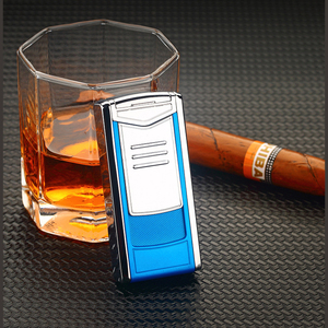 Briquet à cigare classique moderne en métal, portable, 3 flammes, coupe-vent, torche à jet, briquet pour barbecue, bougies, cuisine - Product Image 4