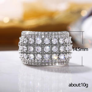 F1008 Anello da cocktail per donna con zirconi cubici, montatura a pavé, pietra rotonda, gioielli alla moda per feste - Product Image 5