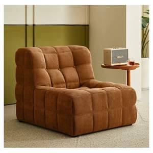 كرسي باباسان عصري مع وسادة من قماش الكوردروي وقاعدة من الخيزران لغرفة المعيشة ذات الطراز البوهيمي - Product Image 1