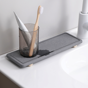 Panier d'évier à séchage instantané Organisateur d'évier de cuisine Séchage rapide <span class=keywords><strong>Plateau</strong></span> d'évier en pierre de terre de diatomées Porte-éponge Porte-savon - Product Image 1