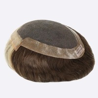 Q6 Style 100% cheveux humains avec cheveux surlignés hommes toupet naturel avant délié cheveux remplacement prothétique pour hommes