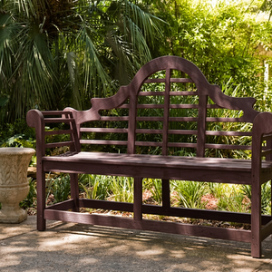 Banc de jardin en bois massif pour l'extérieur, banc de patio avec dossier arqué, mobilier de jardin - Product Image 2