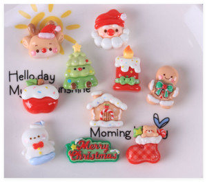 Decoraciones para teléfonos móviles Lote mixto Resina Árbol de Navidad Vela Muñeco de nieve Santa Claus Casa Ciervo manzana Encantos 3D Flatback Cabochons - Product Image 6