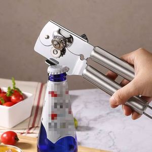Ouvre-bouteille manuel double fonction pour canettes et bouteilles, outil de cuisine puissant en acier inoxydable, écologique, imprimé en sérigraphie, promotionnel - Product Image 2