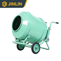 Bétonnière miniature à essence JINLIN robuste avec tambour de mélange épaissi et roues mobiles pour la construction de maisons rurales en auto-construction