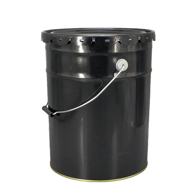 Harga bagus Drum ember hitam UN disetujui logam kustom cat kimia ember 5 galon 18 liter ember dengan penutup bunga