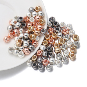 Cuentas de agujero recto <span class=keywords><strong>CCB</strong></span> de 6/8/10/12/14mm, chapado de plástico ecológico, cuentas de agujero grande de oro, accesorios de joyería DIY - Product Image 1