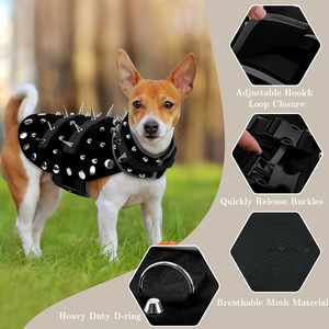 Coleira Anti-<span class=keywords><strong>Coyote</strong></span> e Anti-Pitbull com Espinhos para Cães, Colete Verde e Preto para Proteção de Cães Pequenos - Product Image 1