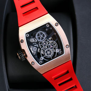 Reloj de Pulsera de Lujo para Hombre, con Diamantes en Forma de Barril de Primera Calidad, Tourbillon, Chapado en Oro Rosa, Mecánico, Esqueleto, Duradero - Product Image 4