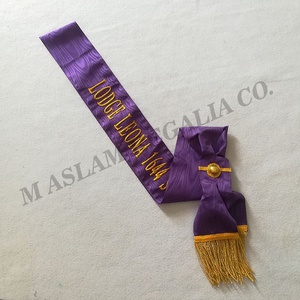 Regalia masónica púrpura y blanca, delantal de rito escocés con camiseta de Metal, flecos dorados - Product Image 6