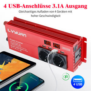 <span class=keywords><strong>LVYUAN</strong></span> Convertisseur de puissance pour voiture 2000W <span class=keywords><strong>1000W</strong></span> Convertisseur 12V DC à 110V/220V AC avec 4 ports USB et LCD pour le chargement du véhicule - Product Image 5