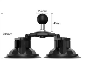 Max Load 10KG Dual Double Suction Cup Base Holder Window Glass <strong>Mount</strong> With 360 <strong>Swivel</strong> 25.4mm 1inch <strong>Ball</strong> Adapter