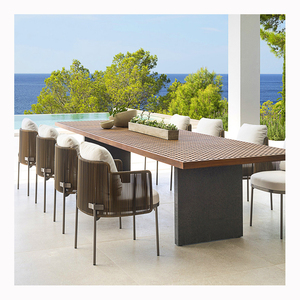 Ensemble de table de patio et de chaises en corde tressée haut de gamme pour villa S068, ensemble de table et chaises de salle à manger d'extérieur S068 - Product Image 1