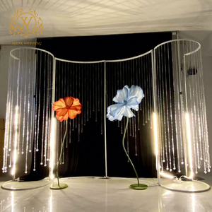 Arche de mariage moderne en forme de S avec rideau de perles de <span class=keywords><strong>cristal</strong></span>, fond suspendu en <span class=keywords><strong>cristal</strong></span> et métal pour mariages - Product Image 5