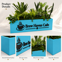 Pot de fleurs moderne en acier thermolaqué grande capacité avec marquage pour l'hôtellerie, le commerce de détail, intérieur/extérieur, jardinière métallique